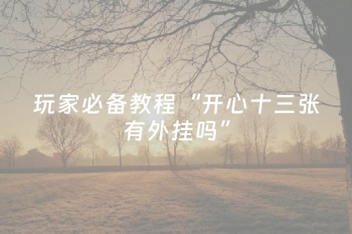 玩家必备教程“开心十三张有外挂吗”（详细透视教程）-哔哩哔哩