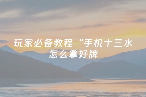 玩家必备教程“手机十三水怎么拿好牌（专用辅牌神器免安装）