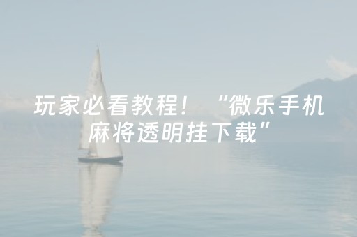 玩家必看教程！“微乐手机麻将透明挂下载”（详细透视教程）-哔哩哔哩