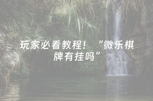玩家必看教程！“微乐棋牌有挂吗”（详细开挂教程）-哔哩哔哩