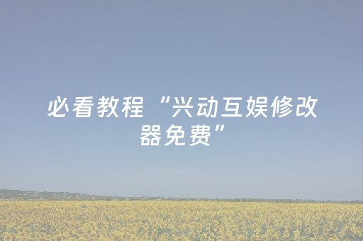 必看教程“兴动互娱修改器免费”（详细透视教程）-哔哩哔哩