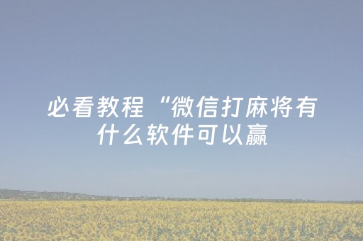 必看教程“微信打麻将有什么软件可以赢（专用辅牌神器免安装）