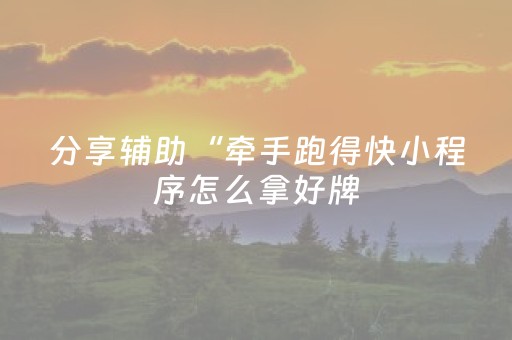 分享辅助“牵手跑得快小程序怎么拿好牌（专用辅牌神器免安装）