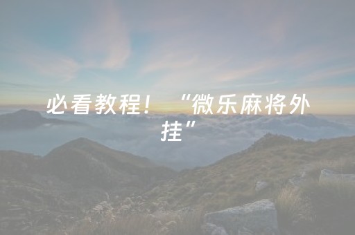 必看教程！“微乐麻将外挂”（详细透视教程）-哔哩哔哩