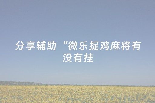 分享辅助“微乐捉鸡麻将有没有挂（助赢神器通用版）