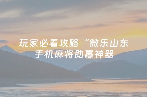 玩家必看攻略“微乐山东手机麻将助赢神器（专用辅牌神器免安装）