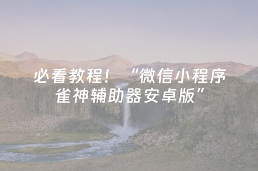 必看教程！“微信小程序雀神辅助器安卓版”（详细透视教程）-哔哩哔哩
