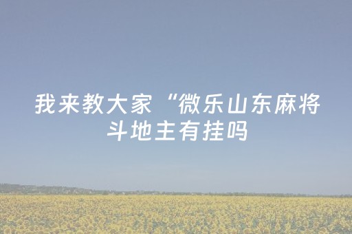 我来教大家“微乐山东麻将斗地主有挂吗（专用辅牌神器免安装）