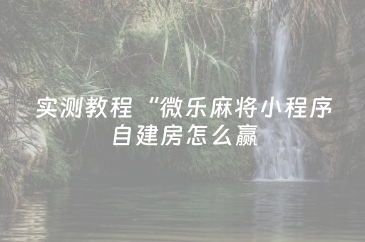 实测教程“微乐麻将小程序自建房怎么赢（专用辅牌神器免安装）