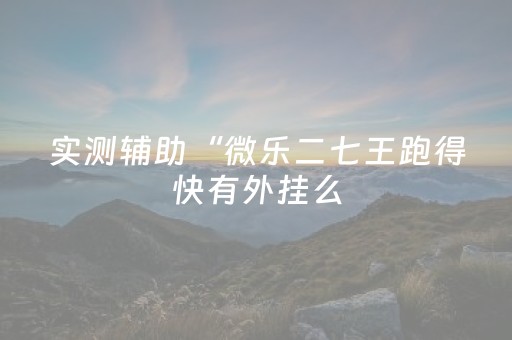 实测辅助“微乐二七王跑得快有外挂么（专用辅牌神器免安装）