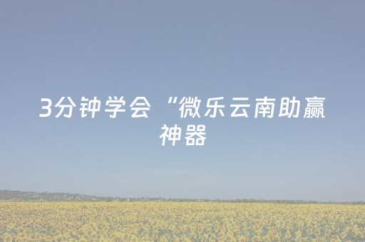 3分钟学会“微乐云南助赢神器（助赢神器通用版）