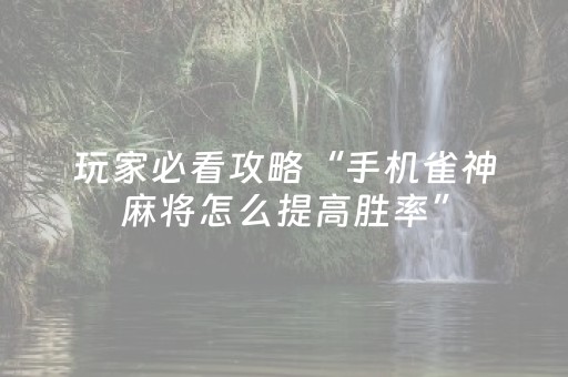 玩家必看攻略“手机雀神麻将怎么提高胜率”（详细透视教程）-哔哩哔哩