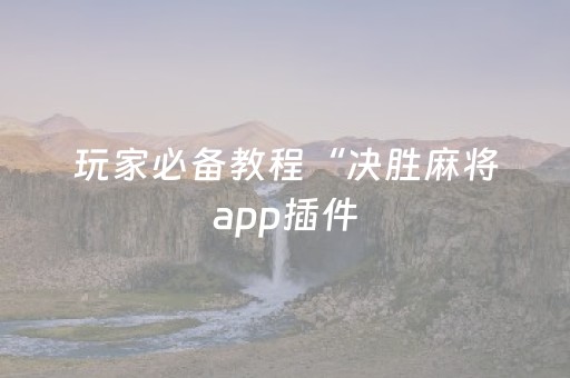 玩家必备教程“决胜麻将app插件（助赢神器通用版）