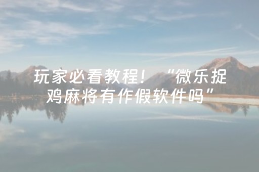 玩家必看教程！“微乐捉鸡麻将有作假软件吗”（详细开挂教程）-哔哩哔哩