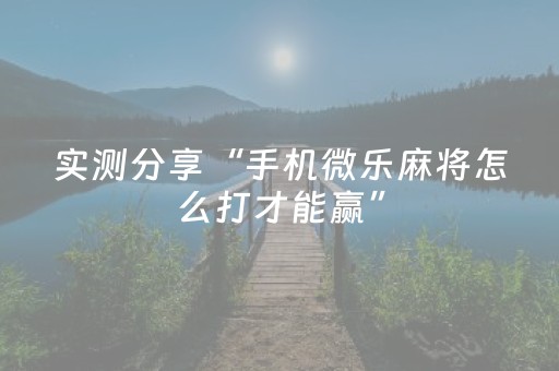 实测分享“手机微乐麻将怎么打才能赢”（详细开挂教程）-哔哩哔哩