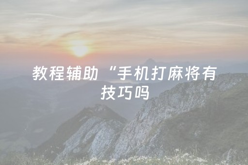 教程辅助“手机打麻将有技巧吗（助赢神器通用版）