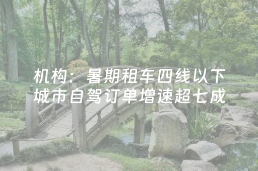 机构：暑期租车四线以下城市自驾订单增速超七成