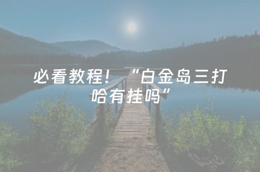 必看教程！“白金岛三打哈有挂吗”（详细开挂教程）-哔哩哔哩