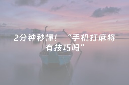 2分钟秒懂！“手机打麻将有技巧吗”（详细辅助教程）-哔哩哔哩
