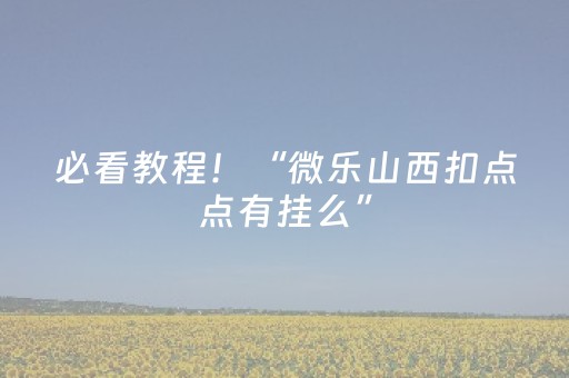 必看教程！“微乐山西扣点点有挂么”（详细开挂教程）-哔哩哔哩