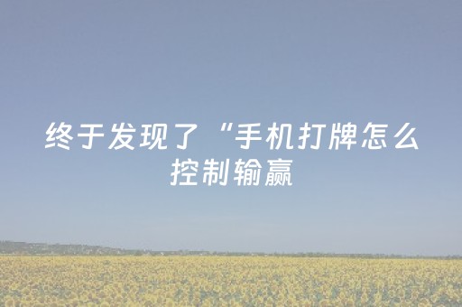 终于发现了“手机打牌怎么控制输赢（专用辅牌神器免安装）