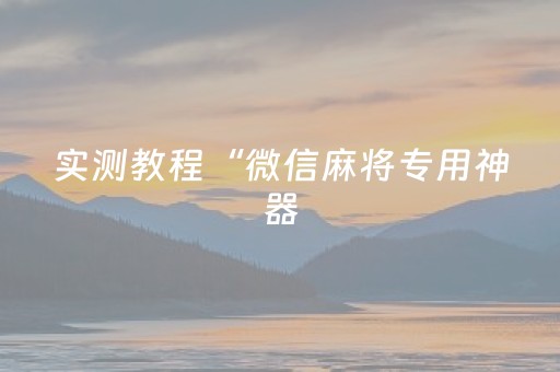 实测教程“微信麻将专用神器（专用辅牌神器免安装）