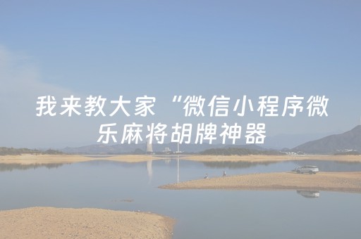 我来教大家“微信小程序微乐麻将胡牌神器（专用辅牌神器免安装）
