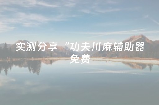 实测分享“功夫川麻辅助器免费（专用辅牌神器免安装）