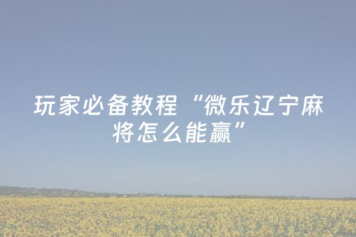 玩家必备教程“微乐辽宁麻将怎么能赢”（详细透视教程）-哔哩哔哩