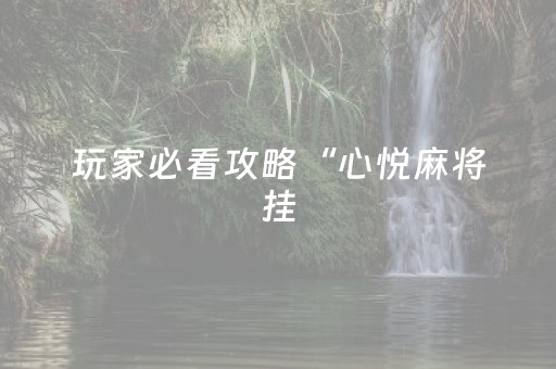 玩家必看攻略“心悦麻将挂（助赢神器通用版）