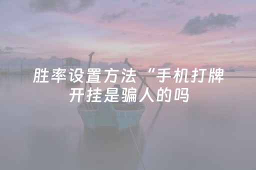 胜率设置方法“手机打牌开挂是骗人的吗（专用辅牌神器免安装）
