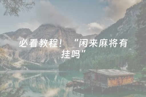 必看教程！“闲来麻将有挂吗”（详细辅助教程）-哔哩哔哩