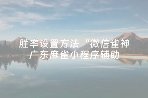 胜率设置方法“微信雀神广东麻雀小程序辅助（专用辅牌神器免安装）