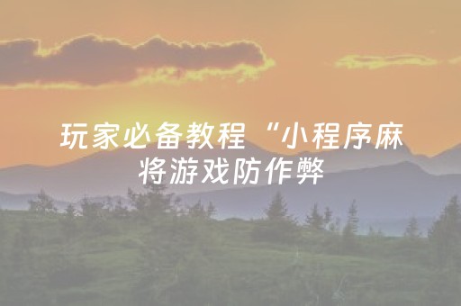 玩家必备教程“小程序麻将游戏防作弊（专用辅牌神器免安装）
