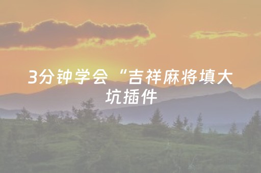 3分钟学会“吉祥麻将填大坑插件（专用辅牌神器免安装）