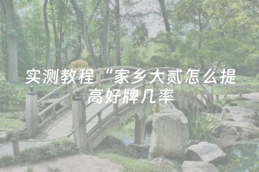 实测教程“家乡大贰怎么提高好牌几率（助赢神器通用版）