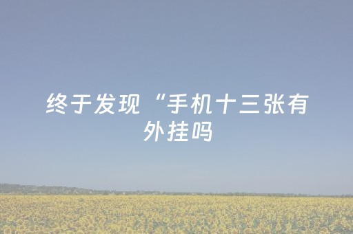 终于发现“手机十三张有外挂吗（助赢神器通用版）