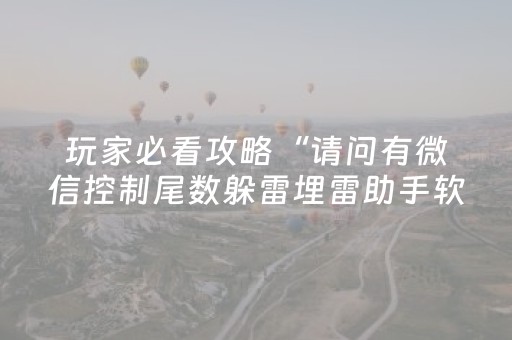玩家必看攻略“请问有微信控制尾数躲雷埋雷助手软件”（详细透视教程）-哔哩哔哩
