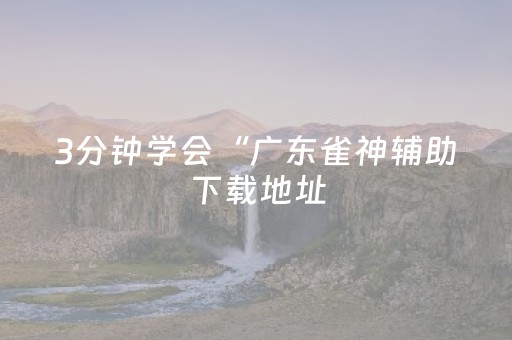 3分钟学会“广东雀神辅助下载地址（专用辅牌神器免安装）