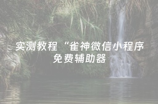 实测教程“雀神微信小程序免费辅助器（助赢神器通用版）
