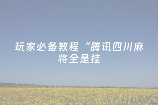 玩家必备教程“腾讯四川麻将全是挂（专用辅牌神器免安装）