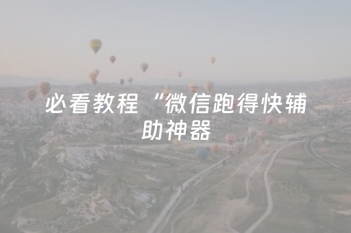 必看教程“微信跑得快辅助神器（专用辅牌神器免安装）