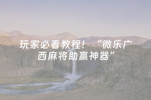 玩家必看教程！“微乐广西麻将助赢神器”（详细透视教程）-哔哩哔哩