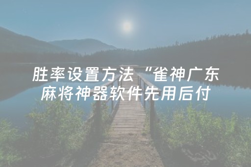 胜率设置方法“雀神广东麻将神器软件先用后付（专用辅牌神器免安装）