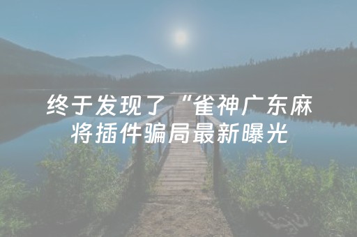 终于发现了“雀神广东麻将插件骗局最新曝光（助赢神器通用版）
