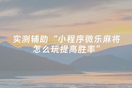 实测辅助“小程序微乐麻将怎么玩提高胜率”（详细透视教程）-哔哩哔哩