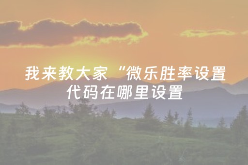 我来教大家“微乐胜率设置代码在哪里设置（助赢神器通用版）