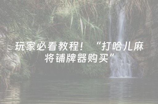 玩家必看教程！“打哈儿麻将铺牌器购买”（详细开挂教程）-哔哩哔哩