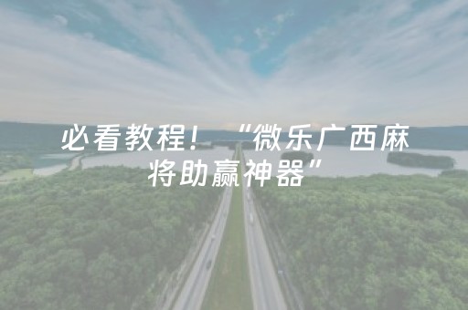 必看教程！“微乐广西麻将助赢神器”（详细开挂教程）-哔哩哔哩