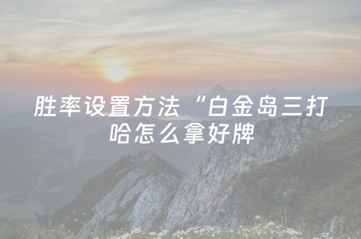 胜率设置方法“白金岛三打哈怎么拿好牌（助赢神器通用版）